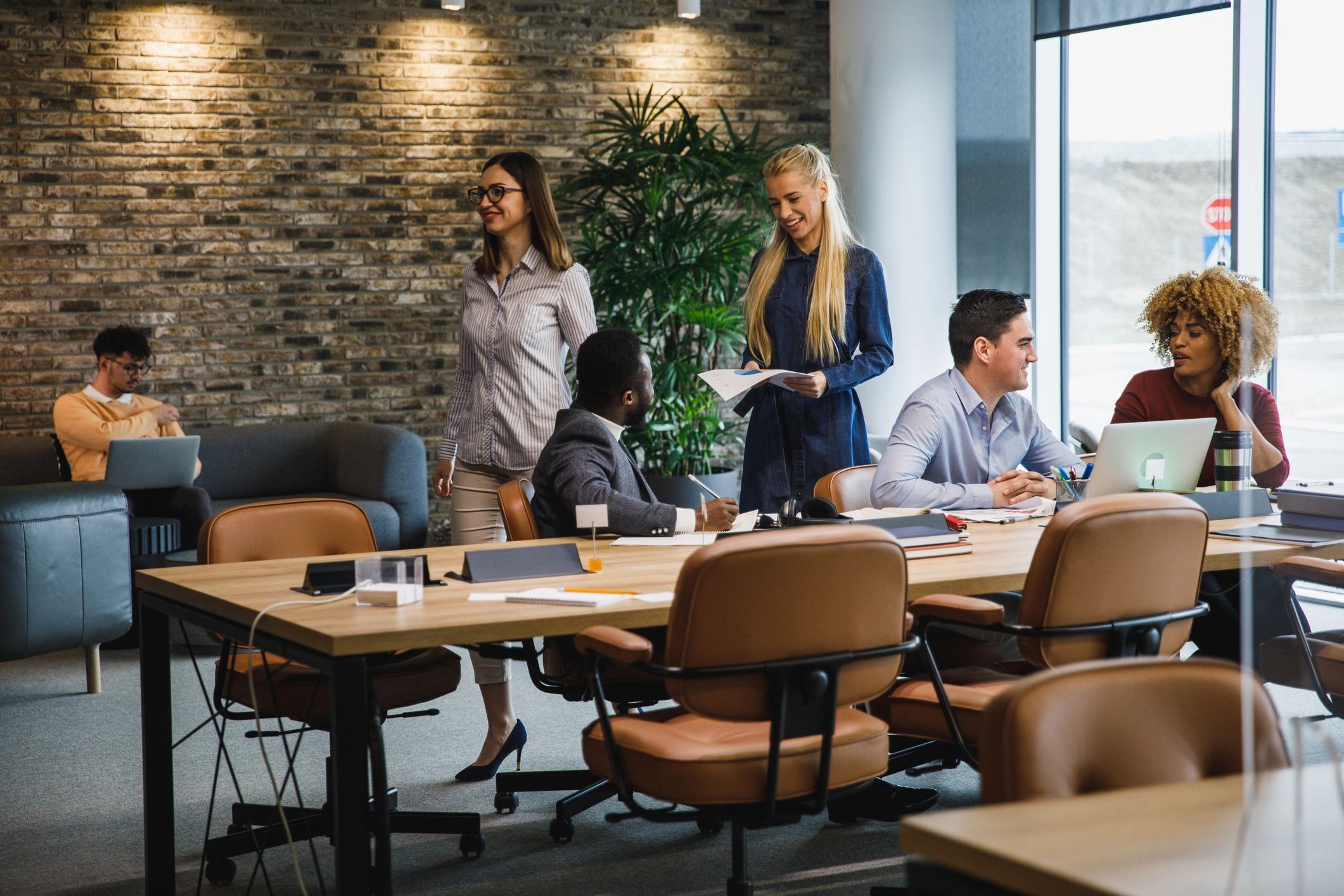 Accounting professionals collaborating in a modern office